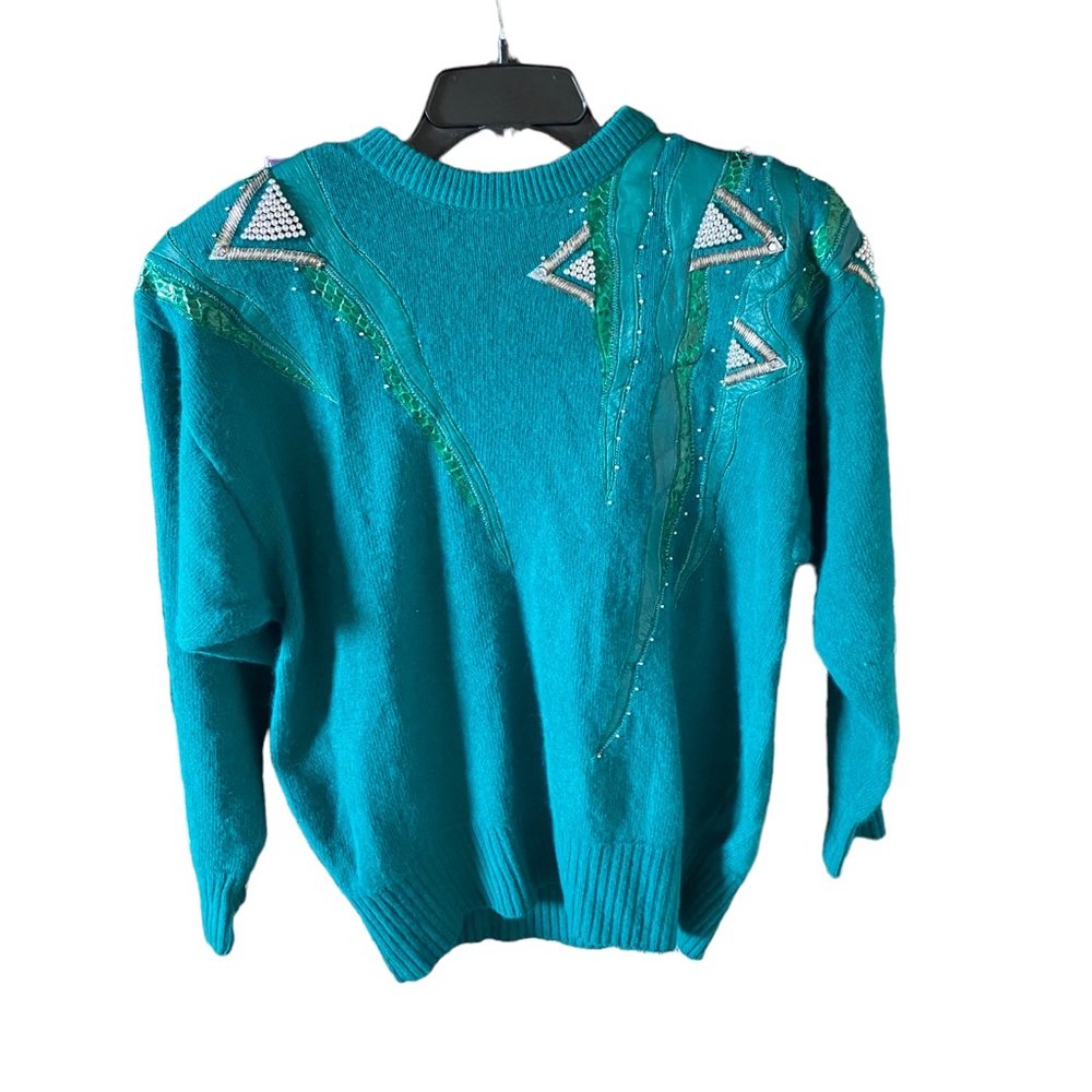 Teal 90’s Sweater with Shoulder Pads